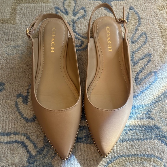 Coach Shoes - Coach Women's Vae Leather Slingback Studded Flat 7. Excellent Condition! Tan